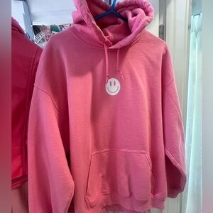 Smiley-Face Loved Heavy Blend Pink Hoodie